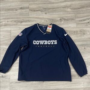 Nike Men's Dark Blue Cowboys Crewneck V-neck Windshirt Sweater Merch